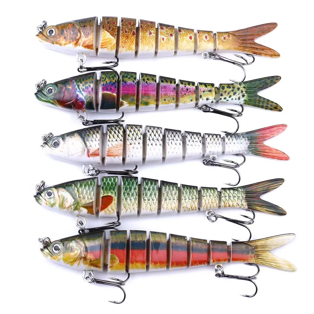 Multi Jointed Fishing Lure Slow Sinking Bionic Segmented Bait 10Cm/12.4G Wobble Tackle for Freshwater Saltwater Pesca 5/3/1Pcs